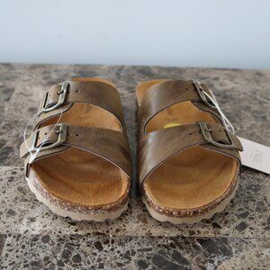 Giulia Palai Double Buckle Leather Footbed Sandal